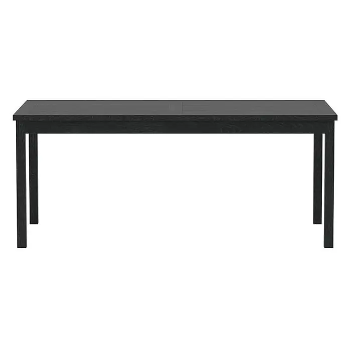 Ebuy24 Gartentisch Kenya - L x B x H: 180 x 90 x 75 cm, Ø x H: 90 x 75 cm, Teak, Schwarz - Schwarzer rechteckiger Esstisch aus Holz mit sichtbarer Holzmaserung.