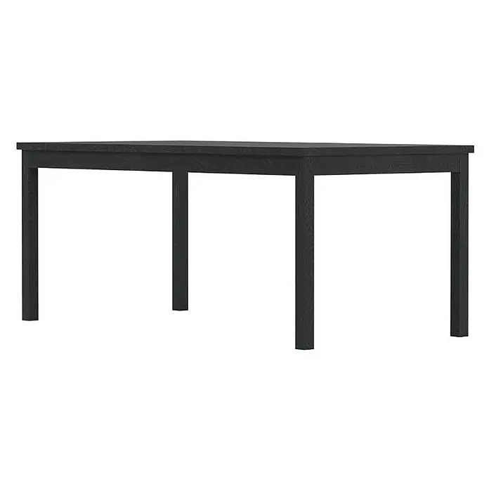 Ebuy24 Gartentisch Kenya - L x B x H: 180 x 90 x 75 cm, Ø x H: 90 x 75 cm, Teak, Schwarz - Rechteckiger Esstisch aus schwarzem Holz.