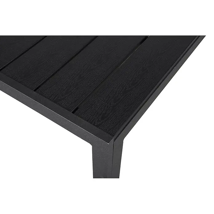 Ebuy24 Gartentisch Noma - L x B x H: 90 x 90 x 75 cm, Ø x H: 90 x 75 cm, Aluminium, Polywood, Sonstige, Schwarz - Schwarze Lamellentischplatte mit Holzmaserung und dunkelgrauem Rahmen.