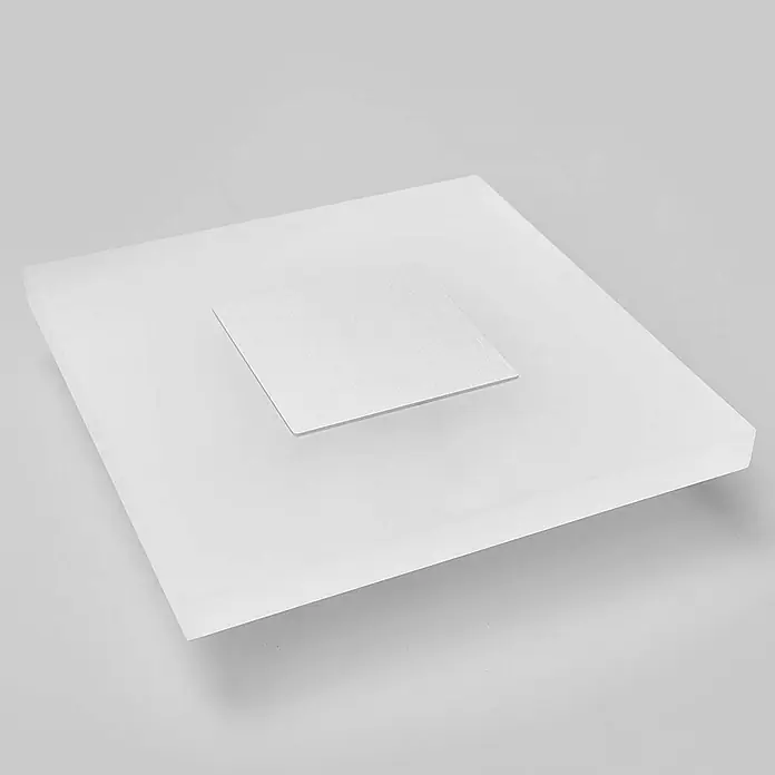 Lucande Wandleuchte Berlind - L x B x H: 6 x 26 x 26 cm, weiß / opal - Quadratische, mattweiße Acrylplatte mit mittigem, gebürstetem Metalleinsatz.