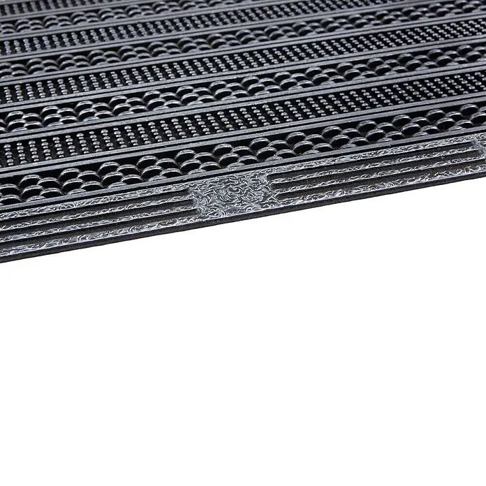 Gummimatte Rubic - 75 x 45 cm, Silber, 100 % Gummi - Dunkle, strukturierte Matte mit erhöhten Mustern aus Noppen und Zierbändern für Griffigkeit und Dekoration.