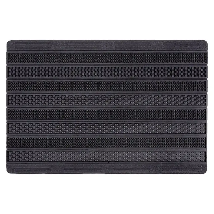 Gummimatte Rubic - 75 x 45 cm, Schwarz, 100 % Gummi - Strukturierte schwarze Gummimatte mit abwechselnden Reihen erhabener Punkte und länglicher Muster für besseren Halt.