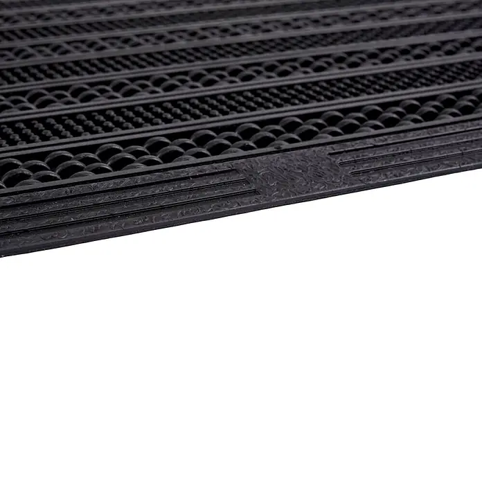 Gummimatte Rubic - 75 x 45 cm, Schwarz, 100 % Gummi - Schwarze Gummifußmatte mit strukturiertem Muster.