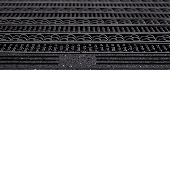 Gummimatte Rubic - 75 x 45 cm, Schwarz, 100 % Gummi - Schwarze, strukturierte Gummifußmatte mit verschiedenen geometrischen Mustern.
