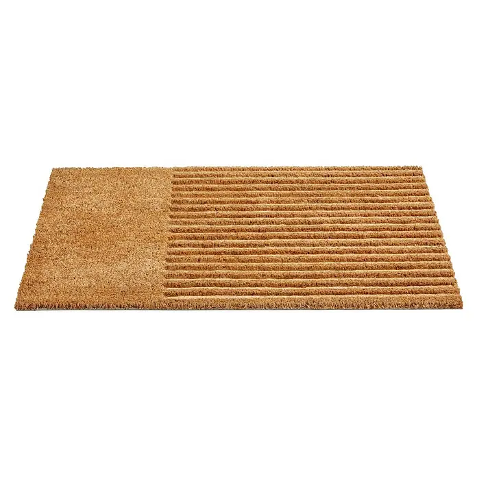 Fußmatte Coco Shape - 75 x 45 cm, Natur, Material Nutzschicht: 100 % Kokos, Streifen - Braune Kokosfasermatte mit texturiertem Design: ein zotteliger Bereich und ein gerippter Bereich zum effektiven Schmutzabstreifen.
