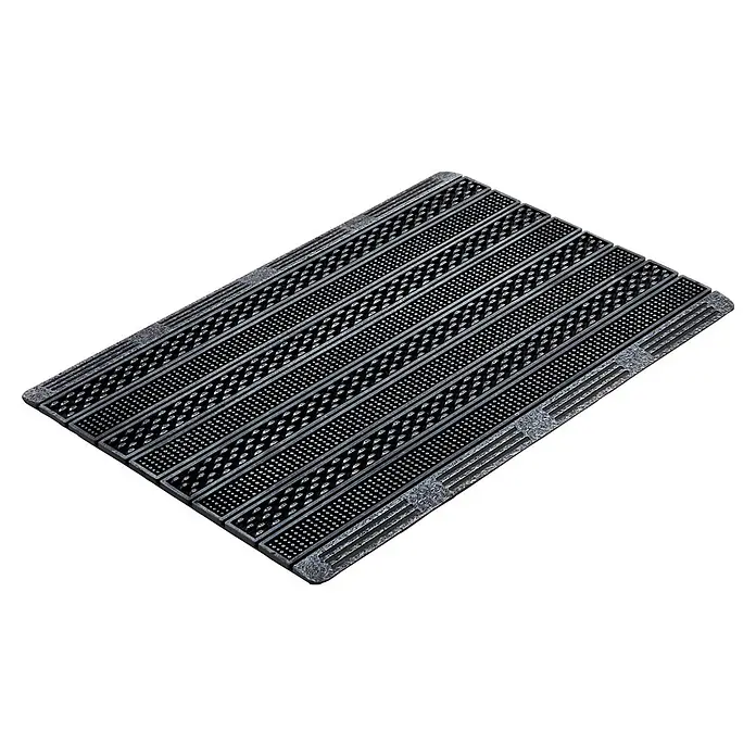 Gummimatte Rubic - 75 x 45 cm, Silber, 100 % Gummi - Schwarz-graue, strukturierte Gummifußmatte für rutschhemmende Anwendung.