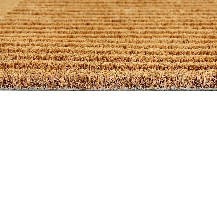 Fußmatte Coco Shape - 75 x 45 cm, Natur, Material Nutzschicht: 100 % Kokos, Streifen - Naturfarbene Kokosfußmatte mit strukturierter, geriffelter Oberfläche, seitlich gesehen.