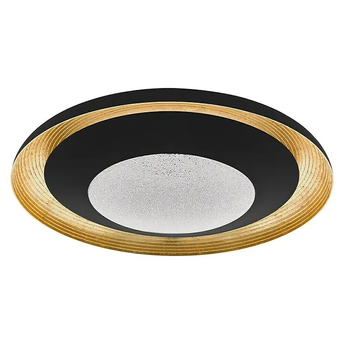 Eglo LED-Deckenleuchte Canicosa 2 - 24,5 W, L x B x H: 49,5 x 49,5 x 9 cm, Schwarz/Gold, Warmweiß - Elegante Deckenleuchte in Schwarz und Gold. Das kreisförmige Design und das diffuse Licht sorgen für eine stilvolle Beleuchtung.