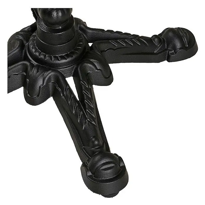 Ebuy24 Gartentisch Vivi - L x B x H: 60 x 60 x 73 cm, Ø x H: 60 x 73 cm, Aluminium, Sonstige, Grau - Schwarzer, verzierter Möbeluntersatz aus Gusseisen mit vier Zierbeinen.