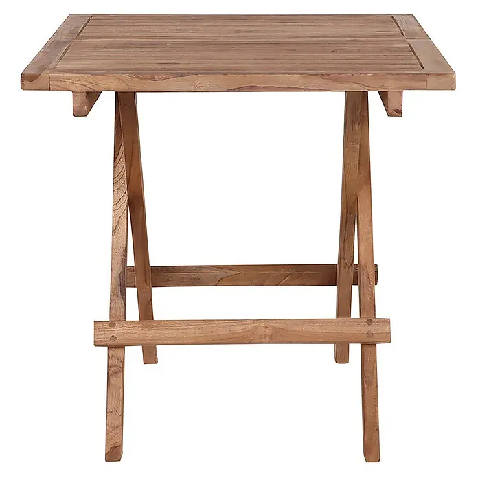 Ebuy24 Gartentisch Bine - L x B x H: 50 x 50 x 50 cm, Ø x H: 50 x 50 cm, Teakholz massiv, Sonstige, Braun - Hellbrauner Klapptisch aus Holz mit Lattenplatte.
