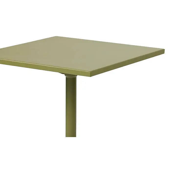 Ebuy24 Gartentisch Adam - L x B x H: 60 x 60 x 73 cm, Ø x H: 60 x 73 cm, Stahl, Sonstige, Grün - Olivgrüner quadratischer Tisch mit Mittelfuß.
