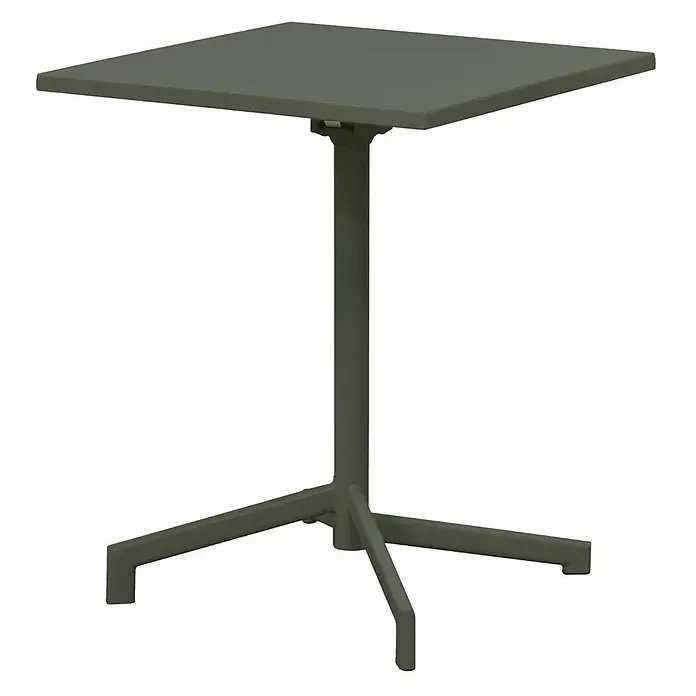Ebuy24 Gartentisch Adam - L x B x H: 60 x 60 x 73 cm, Ø x H: 60 x 73 cm, Stahl, Sonstige, Grün - Quadratischer dunkelgrauer Metalltisch mit Mittelsäule und Dreifußgestell.