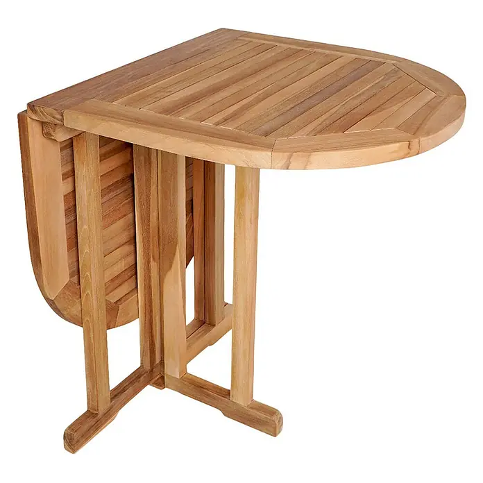 Ebuy24 Gartentisch Huelva - L x B x H: 120 x 60 x 75 cm, Ø x H: 60 x 75 cm, Teak, Sonstige, Teak Dekor - Hellbrauner Teakholz Klapptisch mit heruntergeklappter Tischplatte.