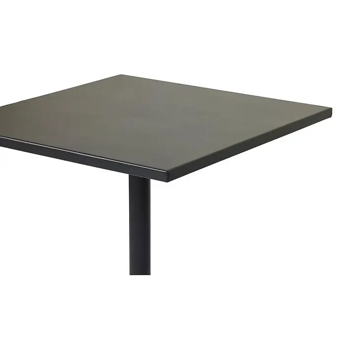 Ebuy24 Gartentisch Adam - L x B x H: 60 x 60 x 73 cm, Ø x H: 60 x 73 cm, Stahl, Sonstige, Schwarz - Dunkelgrauer quadratischer Tisch mit einem schwarzen Bein.