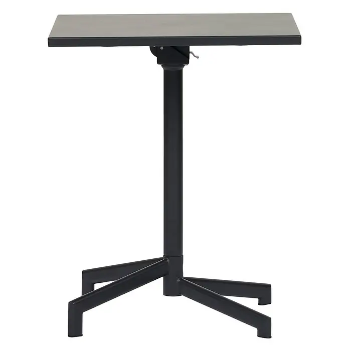 Ebuy24 Gartentisch Adam - L x B x H: 60 x 60 x 73 cm, Ø x H: 60 x 73 cm, Stahl, Sonstige, Schwarz - Schwarzer quadratischer Klapptisch mit Mittelfuß und vierstrahligem Untergestell.