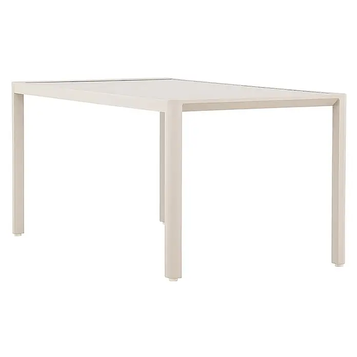Ebuy24 Gartentisch Giardini - L x B x H: 150 x 85 x 72 cm, Ø x H: 85 x 72 cm, Aluminium, Beige - Hellbeiger, rechteckiger Tisch mit modernem Design.