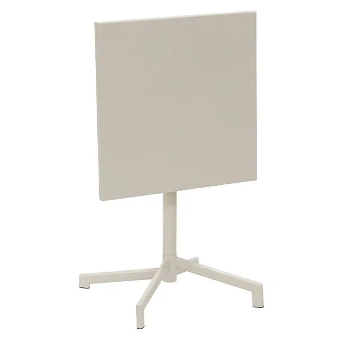 Ebuy24 Gartentisch Adam - L x B x H: 60 x 60 x 73 cm, Ø x H: 60 x 73 cm, Stahl, Sonstige, Sandfarben - Hellbeiger Rechtecktisch mit Mittelsäule und vierstrahligem Sternfuß.
