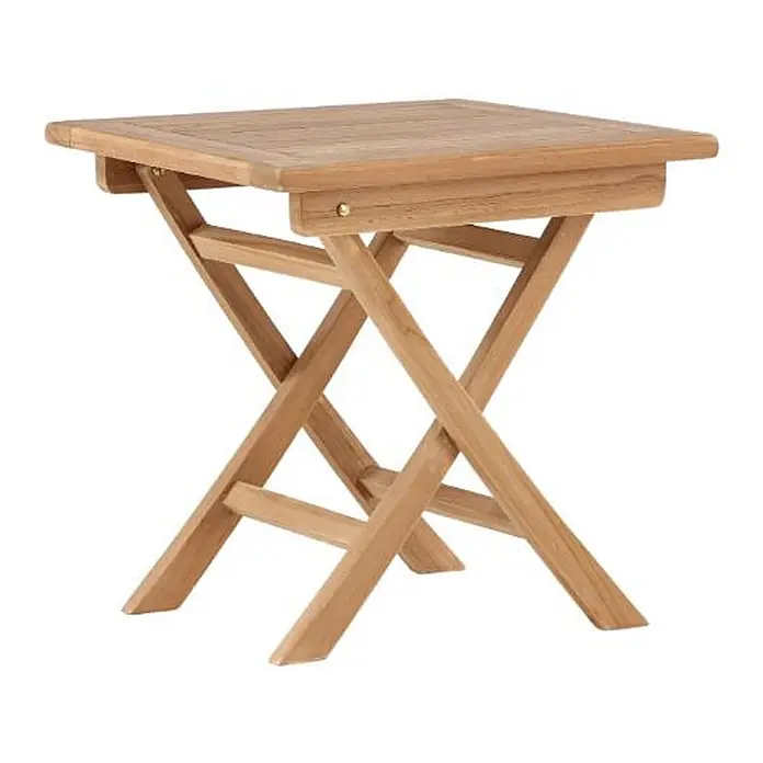 Ebuy24 Gartentisch Kenya - L x B x H: 50 x 50 x 50 cm, Ø x H: 50 x 50 cm, Teak, Sonstige, Natur - Heller Holz-Falttisch.