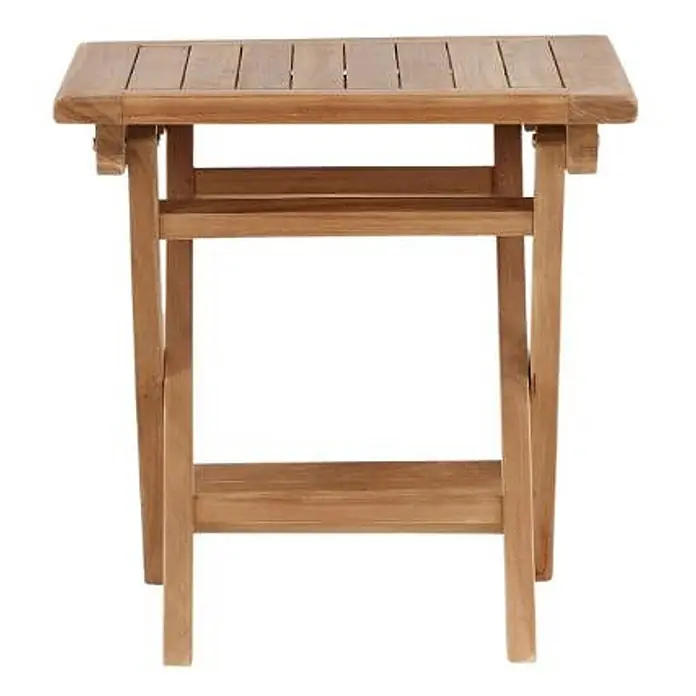 Ebuy24 Gartentisch Kenya - L x B x H: 50 x 50 x 50 cm, Ø x H: 50 x 50 cm, Teak, Sonstige, Natur - Hellbrauner Klapptisch aus Teakholz mit Lattenplatte.