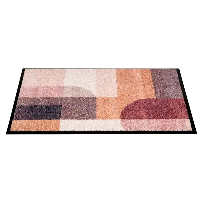 Fußmatte Bellevue - 70 x 50 cm, Terra/Rosé, Material Nutzschicht: 100 % Polyamid, Grafik - Rechteckige Fußmatte mit modernem, abstraktem Geometriemuster in Rosa-, Beige-, Lila- und Brauntönen.
