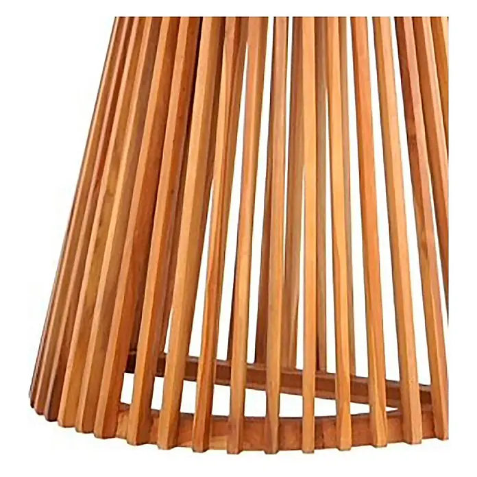 Ebuy24 Gartentisch Björk - L x B x H: 200 x 90 x 75 cm, Ø x H: 200 x 75 cm, Teak, Sonstige, Natur - Konischer Fuß aus vertikalen Holzlatten in natürlicher, hellbrauner Ausführung.