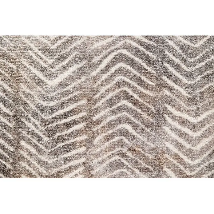Fußmatte Manhattan - 70 x 50 cm, Taupe, Material Nutzschicht: 100 % Polyamid, Triangle - Grau-weißer Hochflor-Teppich mit Zickzackmuster.