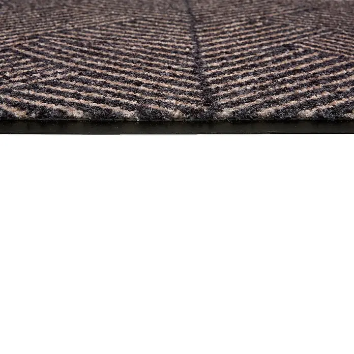 Fußmatte Bellevue - 70 x 50 cm, Anthrazit, Material Nutzschicht: 100 % Polyamid, Striche - Braune und beige Fußmatte mit Fischgrätmuster und schwarzem Gummirand.