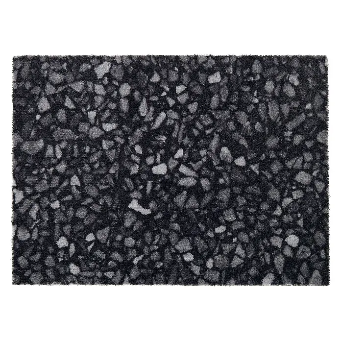 Fußmatte Orlando - 70 x 50 cm, Schwarz, Material Nutzschicht: 100 % Polyamid, Terrazzo - Dunkelgrauer Teppich mit unregelmäßigem hellgrauem Sprenkelmuster.