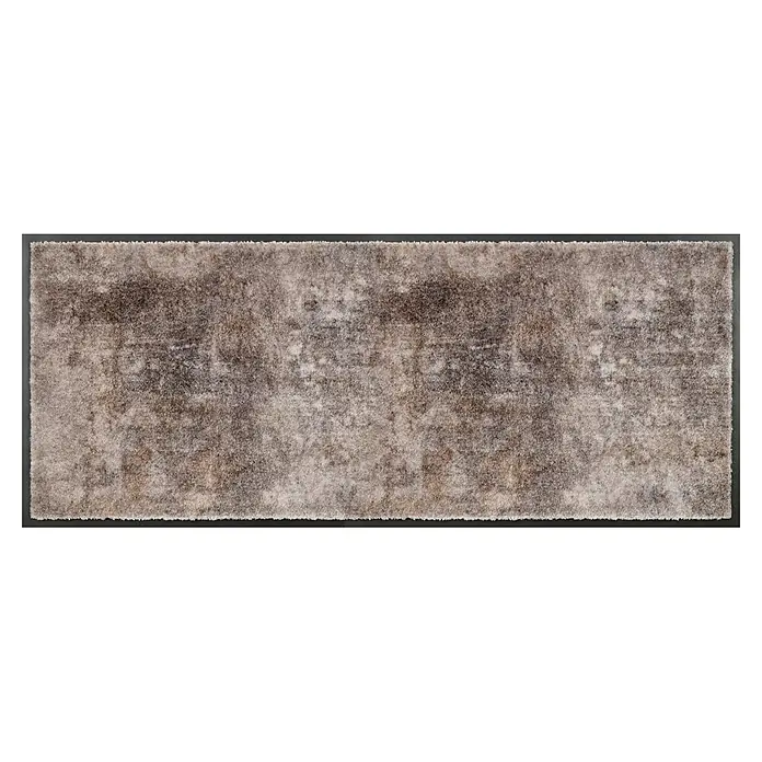 Fußmatte Miami - 150 x 67 cm, Grau, Material Nutzschicht: 100 % Polyamid, Beton - Rechteckiger beigebraun-grauer Shaggy-Teppich mit abstraktem Muster.