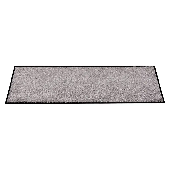 Fußmatte Miami - 150 x 67 cm, Graphit, Material Nutzschicht: 100 % Polyamid - Rechteckiger, grauer Flausch-Teppich mit schwarzem Rand.