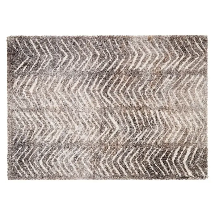 Fußmatte Manhattan - 70 x 50 cm, Taupe, Material Nutzschicht: 100 % Polyamid, Triangle - Strukturierter grauer Teppich mit weißem Chevron-Muster.