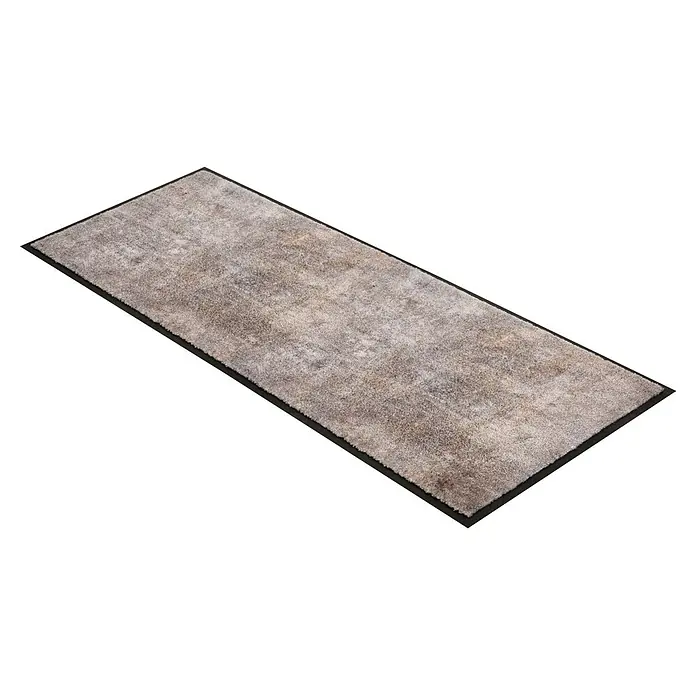 Fußmatte Miami - 150 x 67 cm, Grau, Material Nutzschicht: 100 % Polyamid, Beton - Längliche, rechteckige, grau-beige strukturierte Matte mit schwarzem Rand.