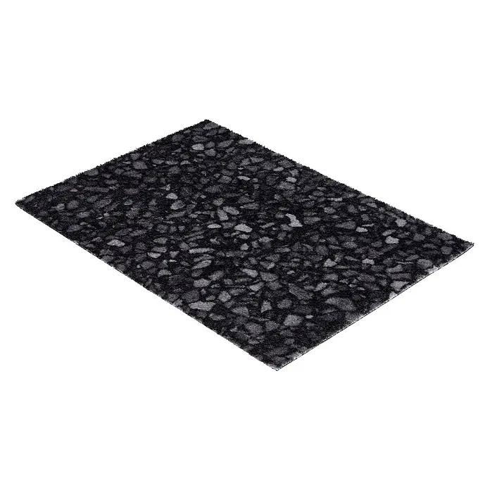 Fußmatte Orlando - 70 x 50 cm, Schwarz, Material Nutzschicht: 100 % Polyamid, Terrazzo - Rechteckiger, weicher Teppich in Schwarz und Grau mit gesprenkeltem Muster.