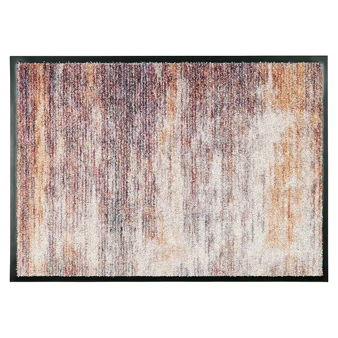 Fußmatte Bellevue - 70 x 50 cm, Bunt, Material Nutzschicht: 100 % Polyamid, Streifen - Strukturierte Fußmatte mit gestreiftem Muster in Lila, Braun, Beige und Weiß, mit dunklem Rand.