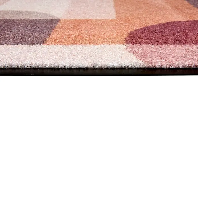 Fußmatte Bellevue - 70 x 50 cm, Terra/Rosé, Material Nutzschicht: 100 % Polyamid, Grafik - Nahaufnahme eines weichen Teppichs mit geometrischem Muster in Rosa-, Beige- und Brauntönen.