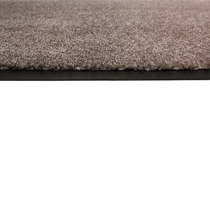 Fußmatte Miami - 70 x 50 cm, Beige, Material Nutzschicht: 100 % Polyamid, Verlauf - Nahaufnahme eines braun/taupefarbenen Teppichs oder einer Matte mit schwarzem Rand.