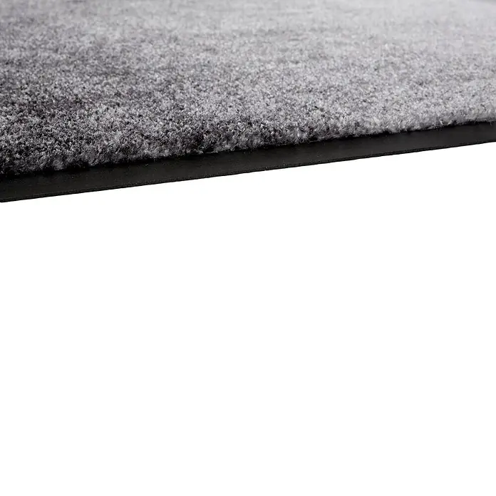 Fußmatte Miami - 100 x 67 cm, Grau, Material Nutzschicht: 100 % Polyamid, Verlauf - Nahaufnahme eines grauen, strukturierten Teppichs mit schwarzem Rand.