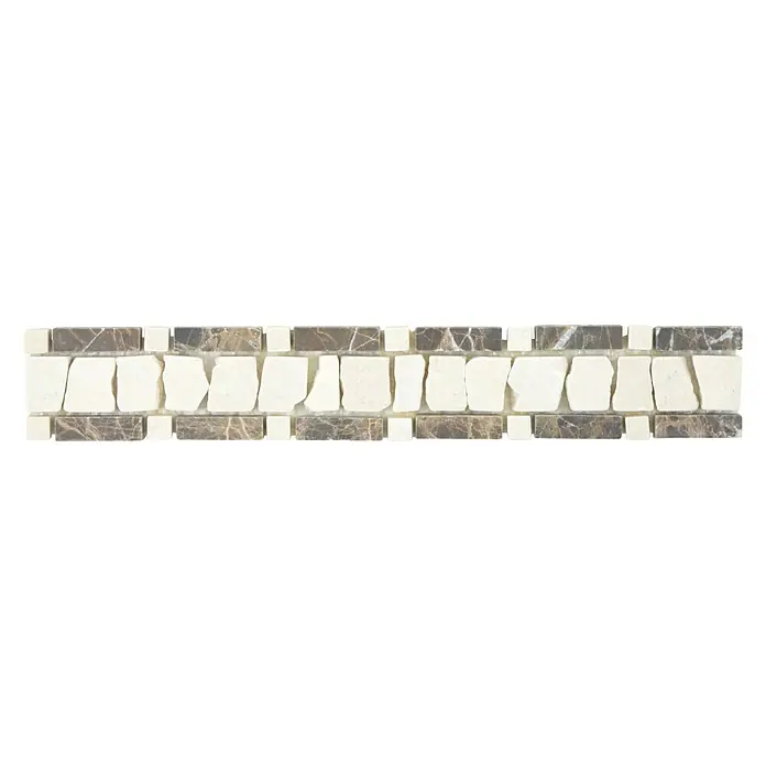 Fliesenbordüre Ladder BO LA DEC11 - 30 x 5 cm, Beige/Braun, Matt - Mosaikfliese aus Naturstein in Beige- und Brauntönen für Wand- oder Bodenbeläge. Dekoratives Element für Innenräume mit natürlichem Flair.