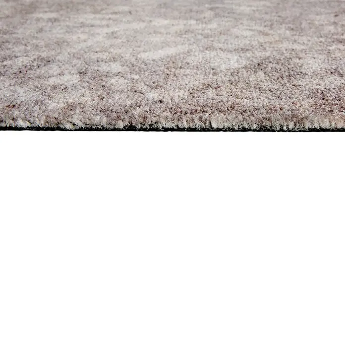 Fußmatte Malibu - 70 x 50 cm, Hellgrau, Material Nutzschicht: 100 % Polyamid, Terrazzo - Nahaufnahme einer texturierten, hellbraun-grau melierten Teppichkante.