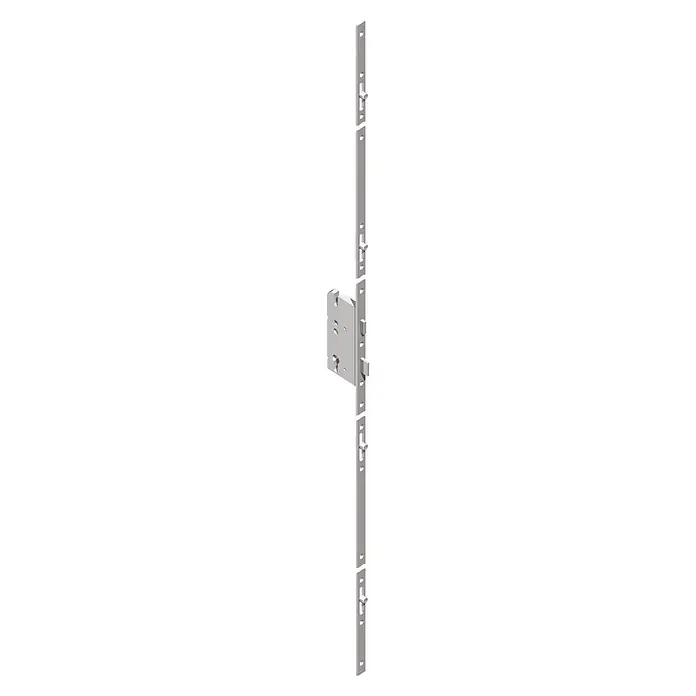 Solid Elements Haustür KF-03 - 110 x 210 cm, DIN Anschlag: Links, Anthrazit/Weiß - Langer silber-grauer Mehrpunkt-Türschlossmechanismus.
