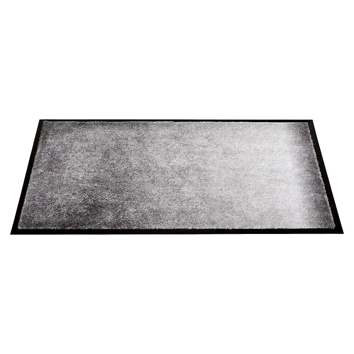 Fußmatte Miami - 100 x 67 cm, Grau, Material Nutzschicht: 100 % Polyamid, Verlauf - Rechteckige graue Fußmatte mit schwarzem Rand.