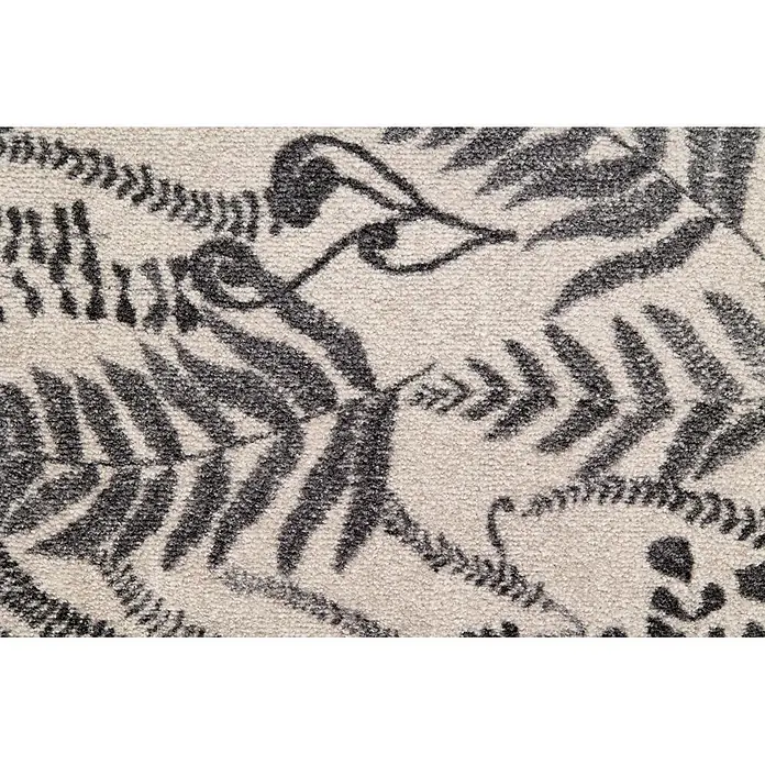 Fußmatte Malibu - 70 x 50 cm, Creme, Material Nutzschicht: 100 % Polyamid, Farn - Nahaufnahme eines hellbeigen Teppichs mit dunkelgrauen Farnmustern, die die strukturierte Oberfläche zeigen.