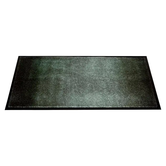 Fußmatte Miami - 100 x 67 cm, Waldgrün, Material Nutzschicht: 100 % Polyamid, Verlauf - Dunkelgraue, strukturierte Fasertürmatte mit schwarzem Rand.