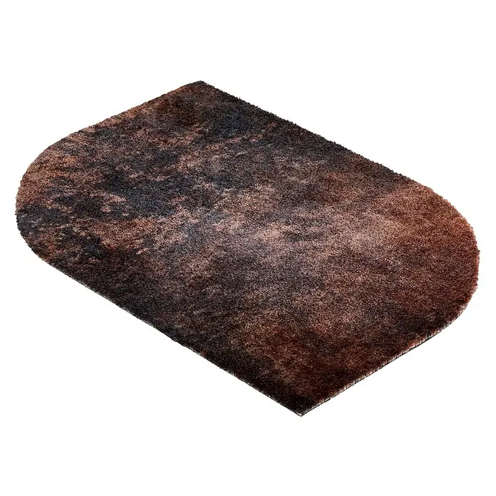Fußmatte Malibu - 70 x 50 cm, Anthrazit/Braun, Material Nutzschicht: 100 % Polyamid, Vintage - Braunschwarz melierter Hochflorteppich in abgerundeter Rechteckform.