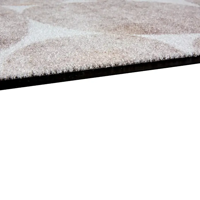 Fußmatte Miami - 150 x 67 cm, Beige, Material Nutzschicht: 100 % Polyamid, Steine - Nahaufnahme eines gemusterten Teppichs in Beige und Hellgrau, zeigt die Textur und den Schlingenrand.