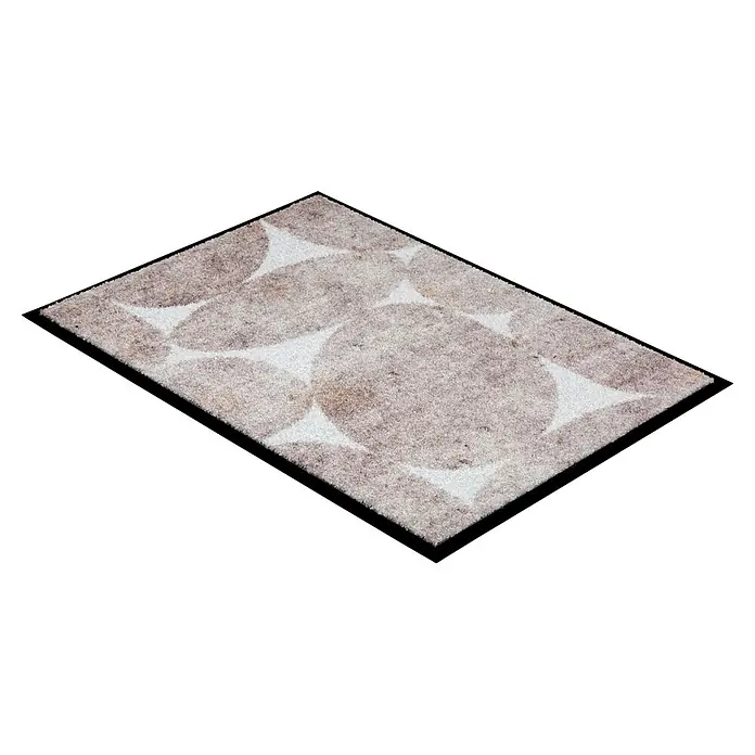 Fußmatte Miami - 100 x 67 cm, Beige, Material Nutzschicht: 100 % Polyamid, Steine - Rechteckige graue Matte mit abstraktem, hellem Kreis-Muster. Strukturierte Oberfläche.