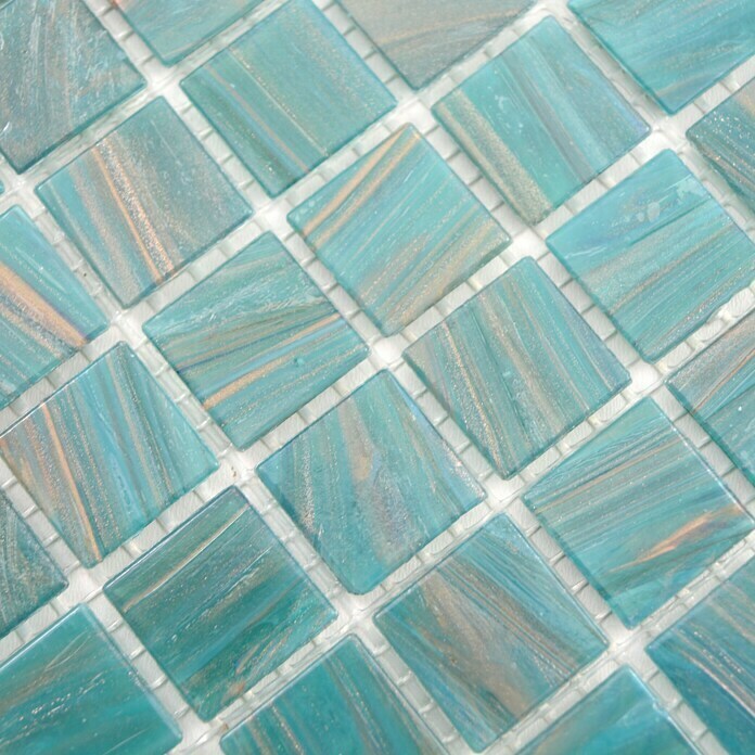 Mozaïektegel (30,5 x 30,5 cm, Turquoise, Glanzend)
