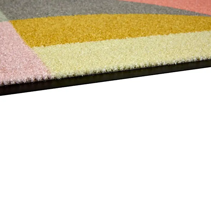 Fußmatte Bellevue - 70 x 50 cm, Bunt, Material Nutzschicht: 100 % Polyamid, Grafik - Strukturierte, mehrfarbige Matte in Gelb, Rosa und Grau mit dunklem Rand.