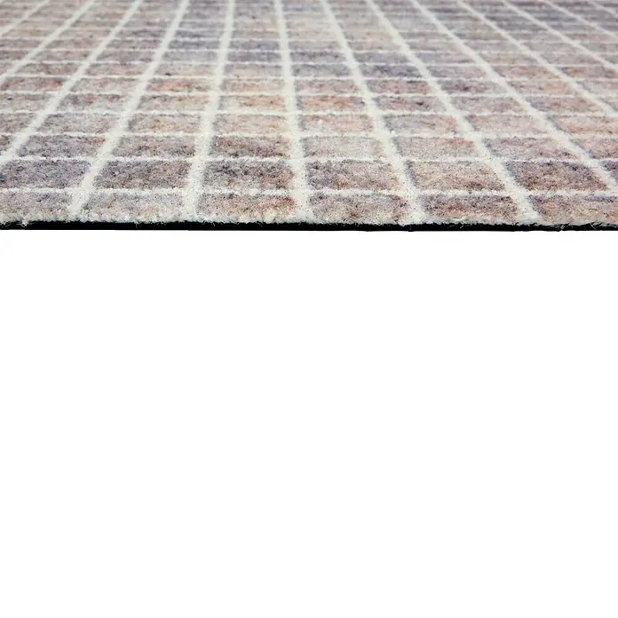 Fußmatte Orlando - 100 x 67 cm, Beige, Material Nutzschicht: 100 % Polyamid, Karo - Grobfaserige Matte mit quadratischem Gittermuster in gedämpften Braun- und Weißtönen.