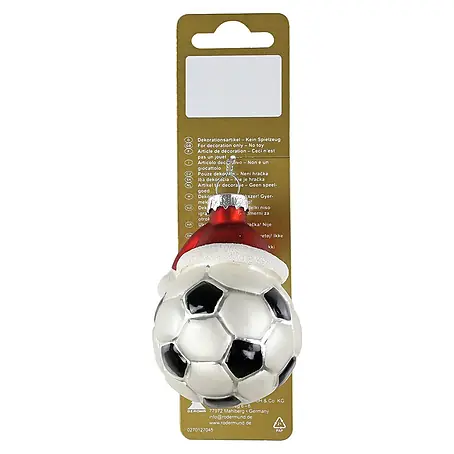 Christbaumschmuck Fußball mit Weihnachtsmütze